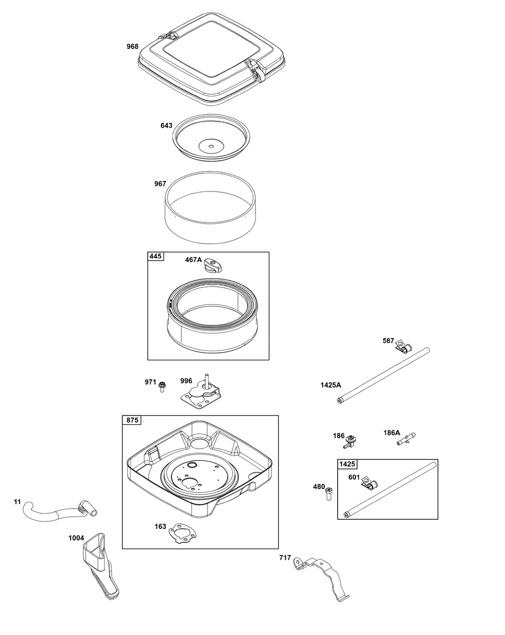 Air Cleaner Group Diagram and Parts List for 356447-0051-G1 200000 - 399999 Briggs and Stratton Engine